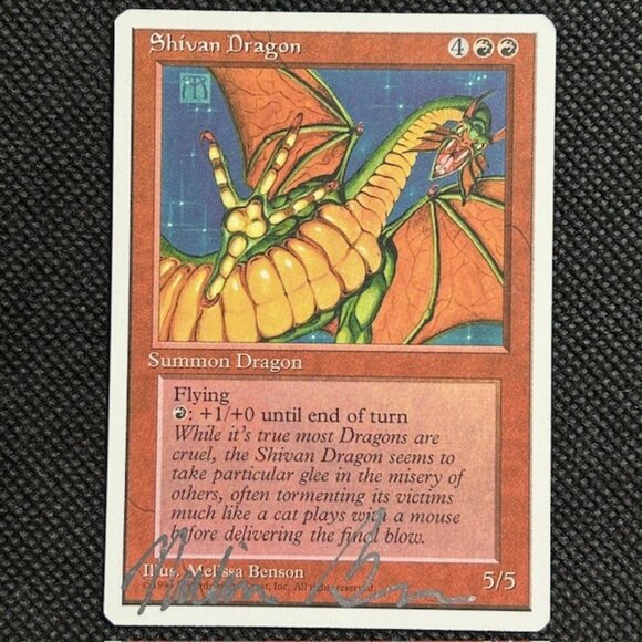 Wizards Of The Coast Other - 1995 MTG Fourth 4th Edition Shivan Dragon SIGNED AUTO MELISSA BENSON NM Unplayed